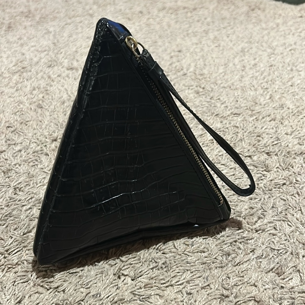 Black Crocodile Triangle Wristlet